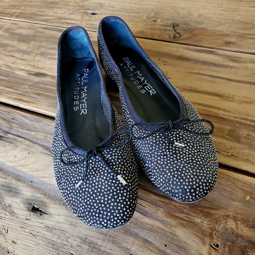 Paul Mayer Attitudes Women's Black Sparkle Ballet Flats Size 6